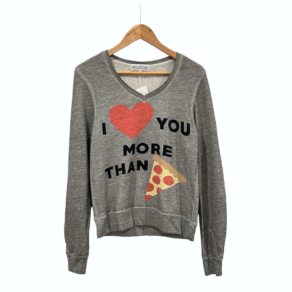 Wildfox I Love You More Than Pizza BBJ Sweatshirt Size XS Brand New With Tags